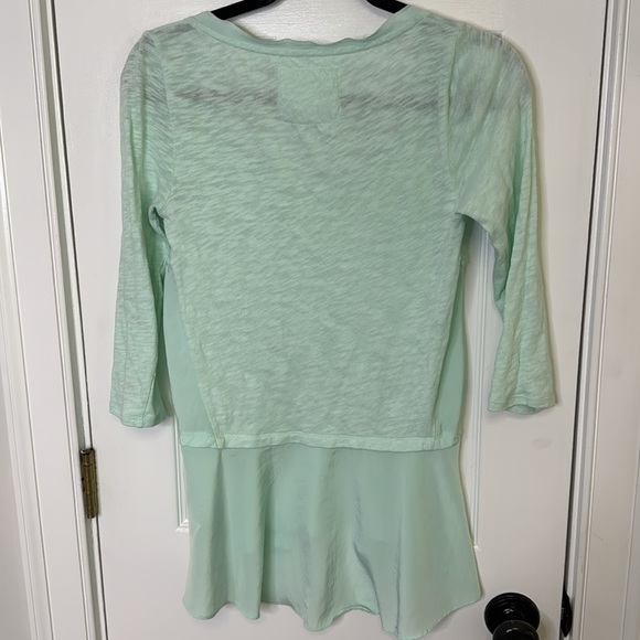 NWOT Meadow Rue from Anthropologie Asymmetrical Green Tunic with 3/4 Sleeves - Picture 7 of 8